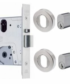 LOCKWOOD 3772 MORTICE LOCK DOUBLE CYLINDER KIT (INC. CYLINDERS & ESCUTCHEONS) Handles & Hardware