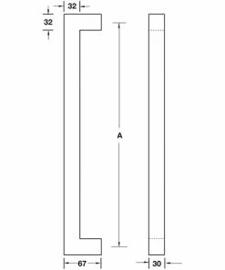 HAFELE PULL HANDLE SET - SQUARE STRAIGHT 32MM X 32MM Pull Handles