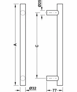 Pull Handles HAFELE PULL HANDLE SET - ROUND STRAIGHT