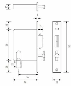Flush Pulls HALLIDAY AND BAILLIE SLIDING DOOR PRIVACY SET HB695 (250MM)