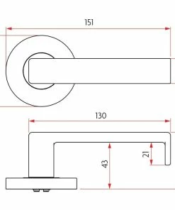 Door Handles & Levers SABRE S07 LEVERSET ON 65MM ROSE (STAINLESS STEEL)